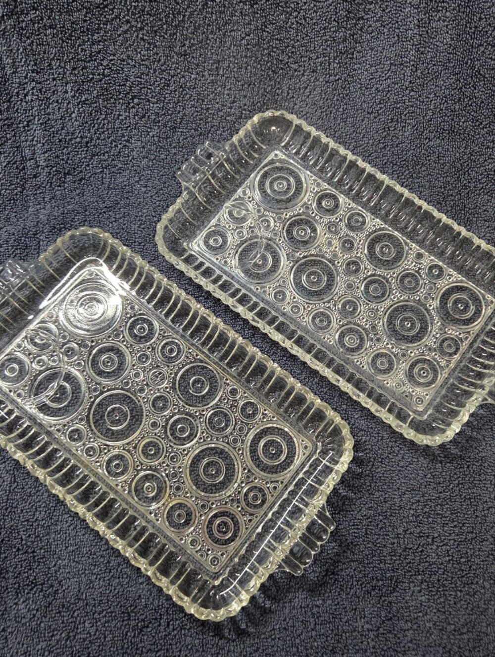 Vintage Anchor Hocking Colonial Lady Boopie Glass Serva-Snack Trays - Set of 2